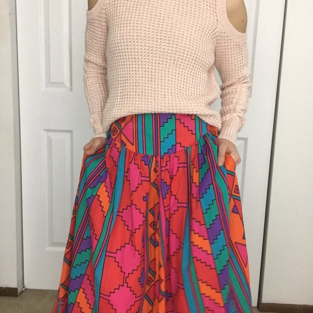 ❌sold❌Aztec Skirt Circle T Southwest Loud Geomet - Picture 3 of 8